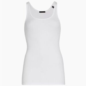 White Ribbed Fitted Sleeveless Tank Top